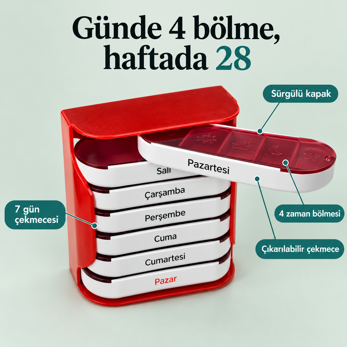 ilaç hap saklama kutusu haftalık
