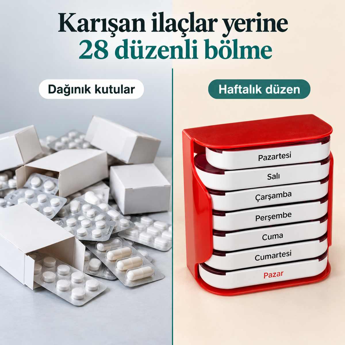 ilaç hap saklama kutusu haftalık